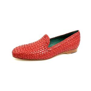 Robert Zur Loafer Flats Woven Slip On Red Soft Leather Womens US 10